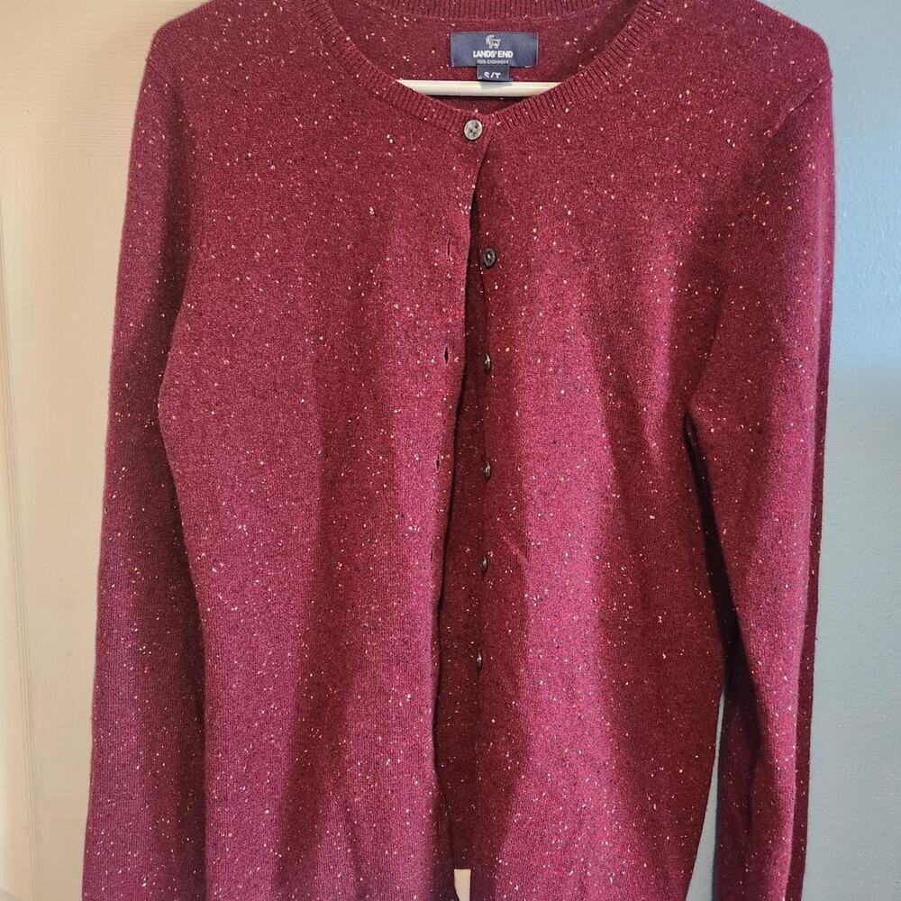 Lands end burgundy cashmere cardigan